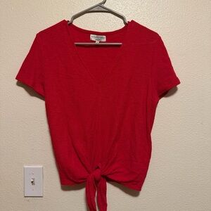 Madewell Red Short Sleeve Tie-Front Top